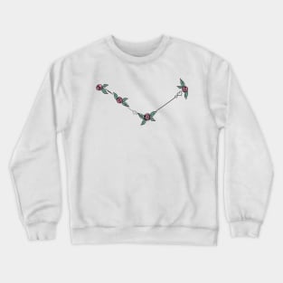 Canes Venatici (Hunting Dogs) Constellation Roses and Hearts Doodle Crewneck Sweatshirt